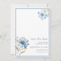 Elegant Dusty Blue Wildblume QR Code Wedding