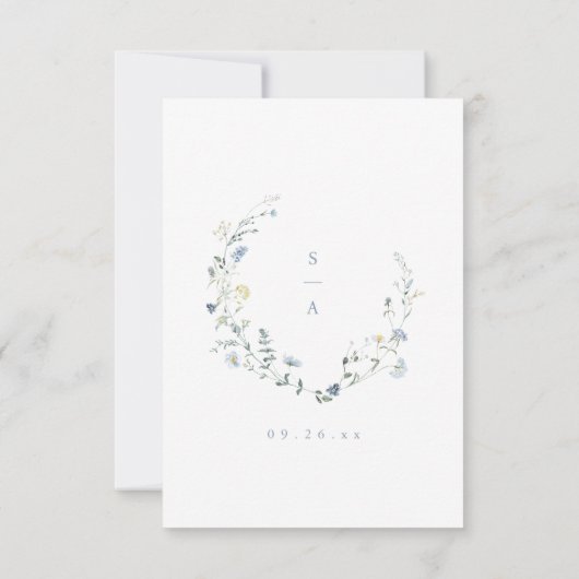 Elegant Dusty Blue Wildblume Rustic Boho QR Code RSVP Karte (Rückseite)