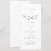 Elegant Dusty Blue Wildblume Rustic Boho Wedding Menükarte (Vorne/Hinten)