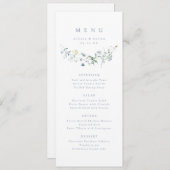 Elegant Dusty Blue Wildblume Rustic Boho Wedding Menükarte (Vorne/Hinten)