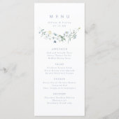Elegant Dusty Blue Wildblume Rustic Boho Wedding Menükarte (Vorderseite)