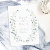 Elegant Dusty Blue Wildblume Rustic Boho Wedding Save The Date