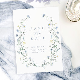 Elegant Dusty Blue Wildblume Rustic Boho Wedding Save The Date