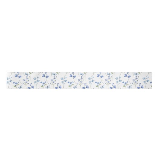 Elegant Dusty Blue Wildblume Satinband (Vorderseite)