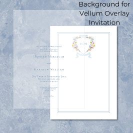 Elegant Dusty Blue Wildblume Wappen Hintergrund Einladung