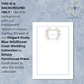 Elegant Dusty Blue Wildblume Wappen Hintergrund Einladung
