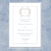 Elegant Dusty Blue Wildblume Wappen Hintergrund Einladung