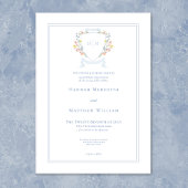 Elegant Dusty Blue Wildblume Wappen Hintergrund Einladung