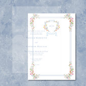 Elegant Dusty Blue Wildblume Wappen Hintergrund Einladung