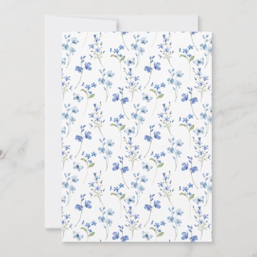 Elegant Dusty Blue Wildblume Wedding Einladung (Rückseite)