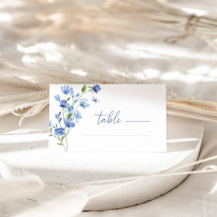 Elegant Dusty Blue Wildblume Wedding Platzkarte