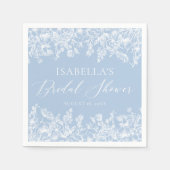 Elegant Dusty Blue Wildblumen Brautparty Serviette (Vorderseite)