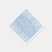 Elegant Dusty Blue Wildblumen Brautparty Serviette (Ecke)