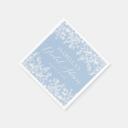 Elegant Dusty Blue Wildblumen Brautparty Serviette (Ecke)