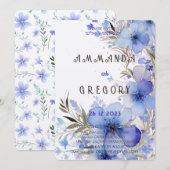 Elegant Dusty Blue Wildblumen Einladung (Vorne/Hinten)