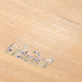 Elegant Dusty Blue Wildblumen Wedding Clear Arch Acryleinladungen (Ablage )
