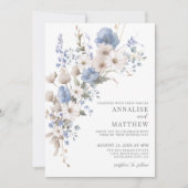 Elegant Dusty Blue Wildflower Floral Wedding Einladung (Vorderseite)