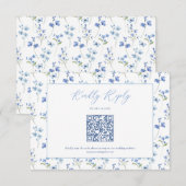 Elegant Dusty Blue Wildflower Wedding RSVP Karte (Vorne/Hinten)
