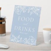 Elegant Dusty Blue Wilfloral Food and Drinks Zeich Sockelschild (In SItu)