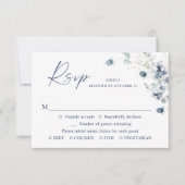 Elegant Dusty Blue Winter Boho Foliage Wedding RSVP Karte (Vorderseite)