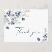 Elegant Dusty Blue Winter Foliage Boho Vielen Dank Postkarte (Vorderseite)