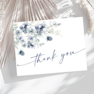 Elegant Dusty Blue Winter Foliage Boho Vielen Dank Postkarte