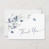 Elegant Dusty Blue Winter Foliage Boho Wasserfarbe Dankeskarte (Vorderseite)