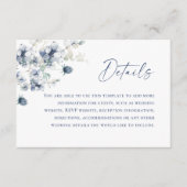 Elegant Dusty Blue Winter Foliage Hochzeitdetails Begleitkarte (Vorderseite)