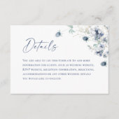 Elegant Dusty Blue Winter Foliage Hochzeitdetails Begleitkarte (Vorderseite)