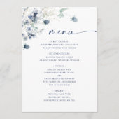 Elegant Dusty Blue Winter Foliage Wedding Menükarte (Vorderseite)