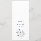 Elegant Dusty Blue Winter Foliage Wedding Menükarte (Rückseite)