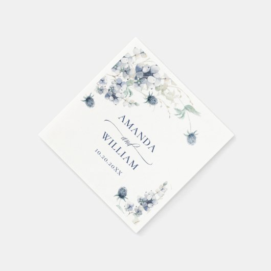 Elegant Dusty Blue Winter Foliage Wedding Serviette (Ecke)
