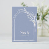 Elegant Dusty Blue With QR Code Wedding Reply By RSVP Karte (Stehend Vorderseite)