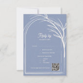 Elegant Dusty Blue With QR Code Wedding Reply By RSVP Karte (Rückseite)
