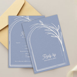 Elegant Dusty Blue With QR Code Wedding Reply By RSVP Karte