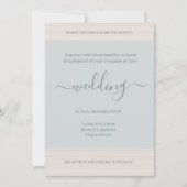 Elegant Dusty Blue WoodGrain Stripes Chic Wedding Einladung (Vorderseite)
