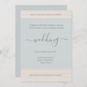 Elegant Dusty Blue WoodGrain Stripes Chic Wedding Einladung (Vorne/Hinten)
