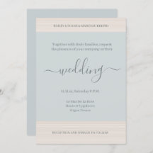 Elegant Dusty Blue WoodGrain Stripes Chic Wedding