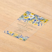 Elegant Dusty Blue Yellow Wildblumen Boho Wedding Acryleinladungen (Ablage )