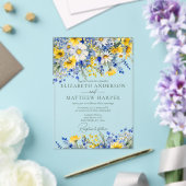 Elegant Dusty Blue Yellow Wildblumen Boho Wedding Acryleinladungen (In Situ (Hochzeit))