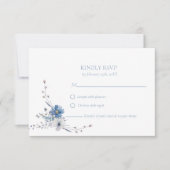 Elegant Dusty BlueFloral Spring Bloom Wedding RSVP Karte (Vorderseite)