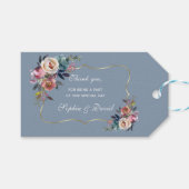 Elegant Dusty BlueMisty Rose Gold Wedding Geschenkanhänger (Vorderseite (Horizontal))