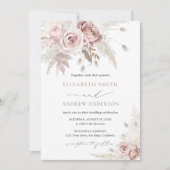Elegant Dusty Boho und Rose Blumenhochzeit Einladung (Vorderseite)