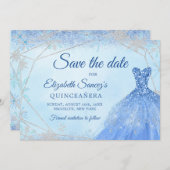 Elegant Dusty Christmas Mis Quince Save the Date Einladung (Vorne/Hinten)