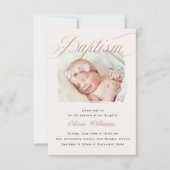 Elegant dusty Cream Scallops Christening Taufen Einladung (Vorderseite)