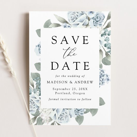 Elegant Dusty Floral Wedding Save The Date