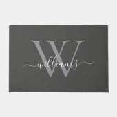Elegant Dusty Gray Custom Monogram Script Name Fußmatte (Vorderseite)