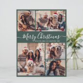Elegant Dusty Green 5 Foto Collage Weihnachten (Stehend Vorderseite)