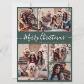 Elegant Dusty Green 5 Foto Collage Weihnachten (Vorderseite)