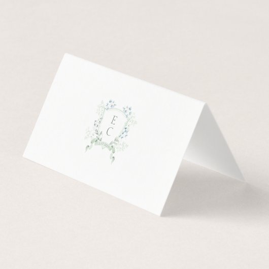 Elegant Dusty Green Monogram Wedding Platzkarten (Rückseite)